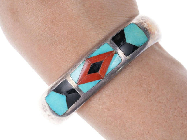 Vintage Channel inlay silver cuff bracelet - Estate Fresh Austin