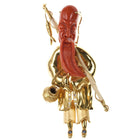 Vintage Chinese 14k gold, Coral, Diamond, and Saphire Fisherman pendant/pin - Estate Fresh Austin