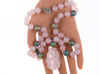 Vintage Chinese Cloisonne/Rose Quartz Necklace hand tied with silver clasp - Estate Fresh Austin