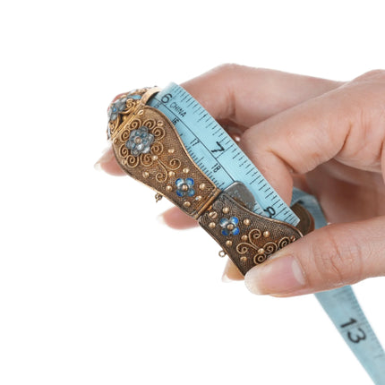 Vintage Chinese gilt silver enamel carnelian bracelet - Estate Fresh Austin