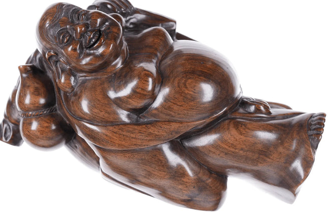 Vintage Chinese Heavy Carved wood Happy Buddha - Estate Fresh Austin