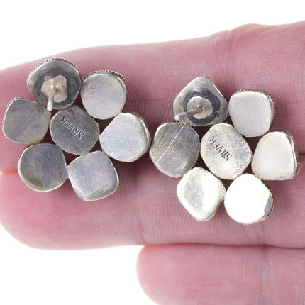 Vintage Chinese silver and Turquoise cluster earrings - Estate Fresh Austin