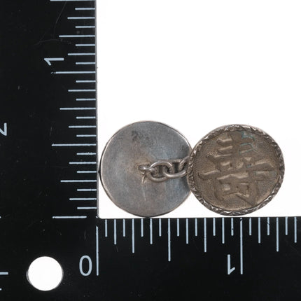 Vintage Chinese silver Kanji characters cufflinks - Estate Fresh Austin