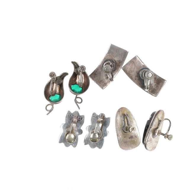 Vintage Collection 4 pr sterling screw back earrings - Estate Fresh Austin