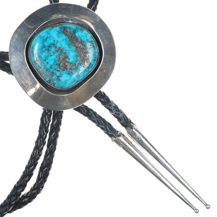 Vintage CR Southwestern Sterling and Morenci turquoise bolo tie/pendant - Estate Fresh Austin
