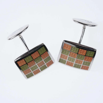 Vintage David Donahue Guilloche Enamel Sterling silver cufflinks - Estate Fresh Austin