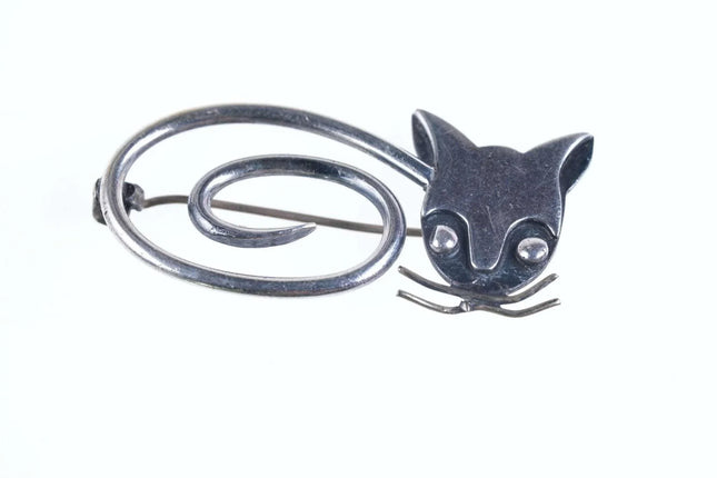 Vintage Delfino Modernist Mexican sterling cat pin - Estate Fresh Austin