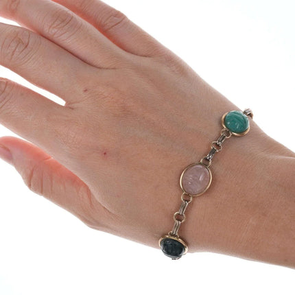 Vintage Egyptian Revival Gold Filled Scarab Bracelet with Semiprecious stones q - Estate Fresh Austin
