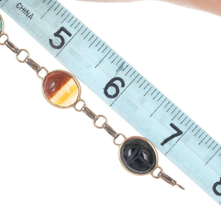 Vintage Egyptian Revival Gold Filled Scarab Bracelet with Semiprecious stones q - Estate Fresh Austin