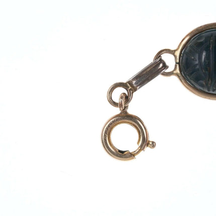 Vintage Egyptian Revival Gold Filled Scarab Bracelet with Semiprecious stones q - Estate Fresh Austin