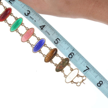 Vintage Egyptian Revival Gold Filled Scarab Bracelet with Semiprecious stones w - Estate Fresh Austin