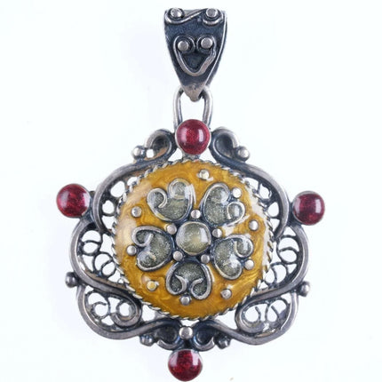Vintage Egyptian sterling enamel pendant - Estate Fresh Austin