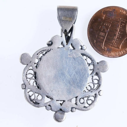 Vintage Egyptian sterling enamel pendant - Estate Fresh Austin