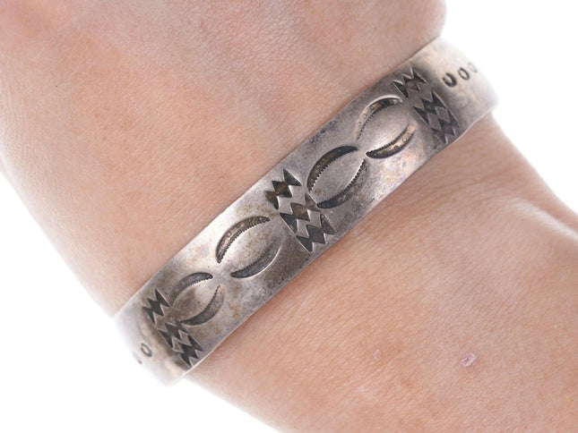 Vintage E&J Little Navajo stamped sterling bracelet - Estate Fresh Austin