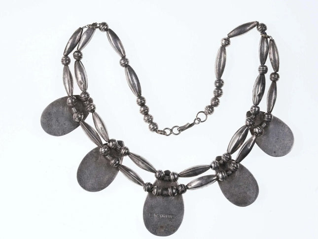 Vintage E.M. White Native American Silver/turquoise shadowbox necklace - Estate Fresh Austin