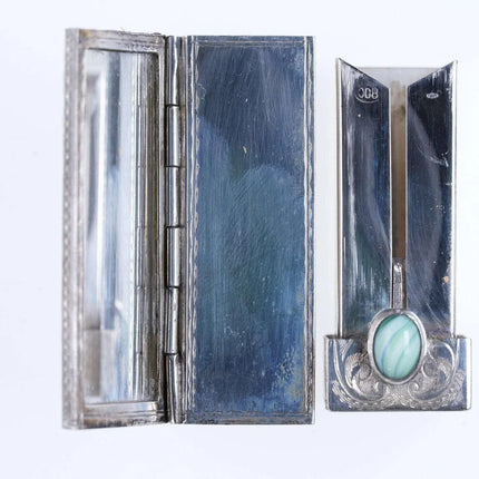 Vintage Engraved Italian 800 Silver Lipstick Case Vintage Holder w/ Mirror Compa - Estate Fresh Austin