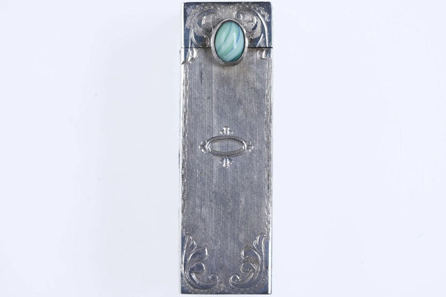 Vintage Engraved Italian 800 Silver Lipstick Case Vintage Holder w/ Mirror Compa - Estate Fresh Austin