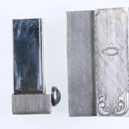 Vintage Engraved Italian 800 Silver Lipstick Case Vintage Holder w/ Mirror Compa - Estate Fresh Austin