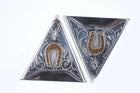Vintage Engraved Sterling Collar tips with horseshoe accents - Estate Fresh Austin