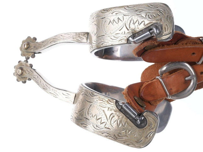 Vintage Engraved western cowboy spurs Made in China - Estate Fresh Austin