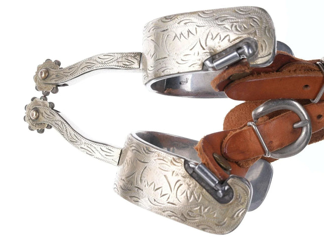 Vintage Engraved western cowboy spurs Made in China - Estate Fresh Austin
