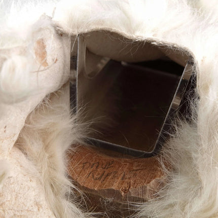 Vintage Eskimo Mask Carved Wood and Fur Artist Signed - Estate Fresh Austin