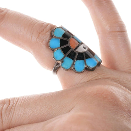 Vintage Eustace Zuni Sunface multi-stone inlay ring and bracelet set - Estate Fresh Austin