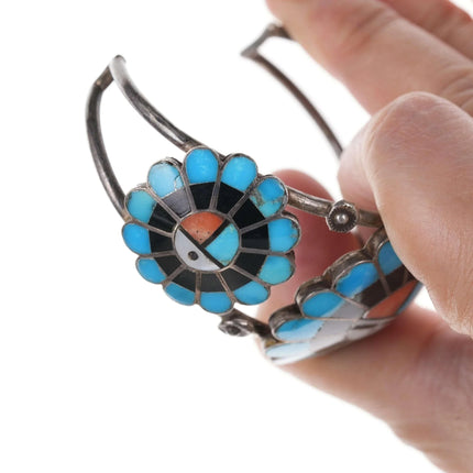 Vintage Eustace Zuni Sunface multi-stone inlay ring and bracelet set - Estate Fresh Austin