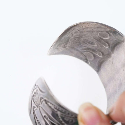 6 3/8" Vintage Fred Harvey Era Native American Sterling Cuff Bracelet - Estate Fresh Austin