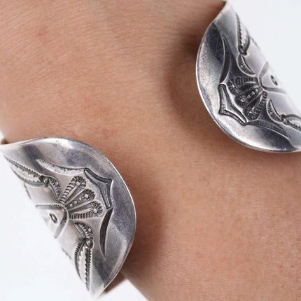 6 3/8" Vintage Fred Harvey Era Native American Sterling Cuff Bracelet - Estate Fresh Austin