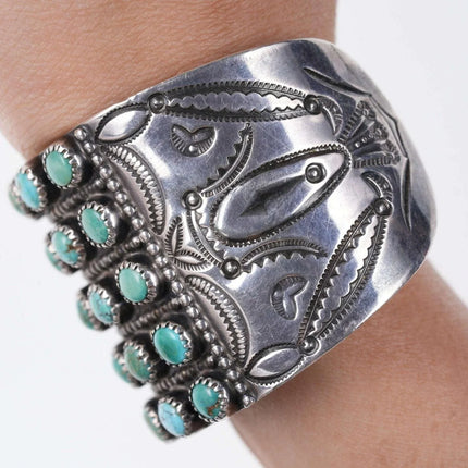 6 3/8" Vintage Fred Harvey Era Native American Sterling Cuff Bracelet - Estate Fresh Austin