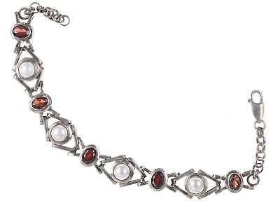 Vintage Garnet baroque pearl sterling bracelet - Estate Fresh Austin