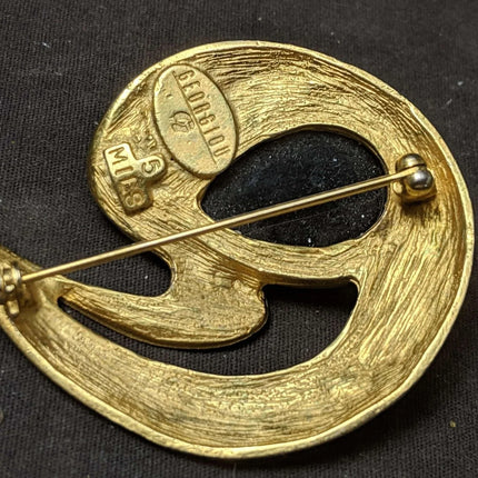 Vintage Georgiou gold tone Modernist brooch pin - Estate Fresh Austin