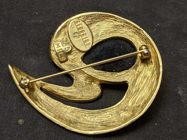 Vintage Georgiou gold tone Modernist brooch pin - Estate Fresh Austin
