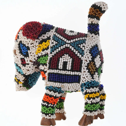 Vintage Glass Bead over Carved wood dog figure - Estate Fresh Austin