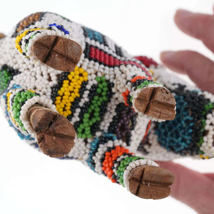 Vintage Glass Bead over Carved wood dog figure - Estate Fresh Austin