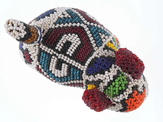 Vintage Glass Bead over Carved wood dog figure - Estate Fresh Austin