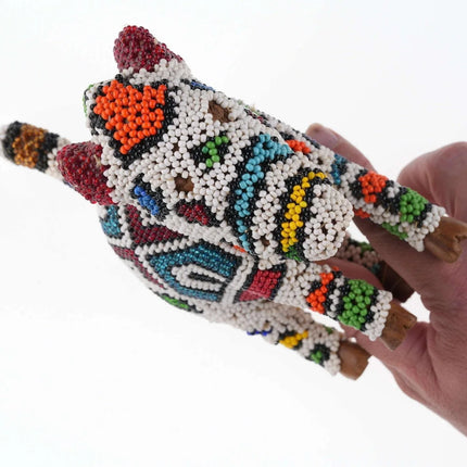 Vintage Glass Bead over Carved wood dog figure - Estate Fresh Austin