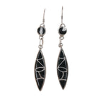 Vintage HBT Zuni Sterling and Jet fishscale inlay earrings - Estate Fresh Austin
