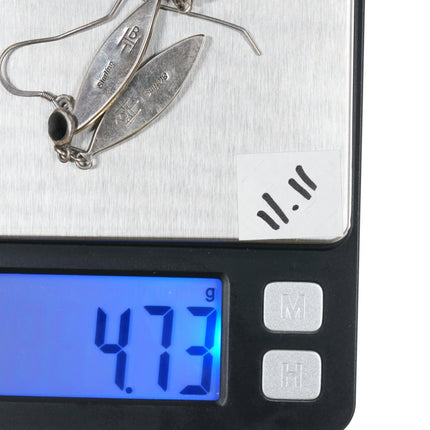 Vintage HBT Zuni Sterling and Jet fishscale inlay earrings - Estate Fresh Austin