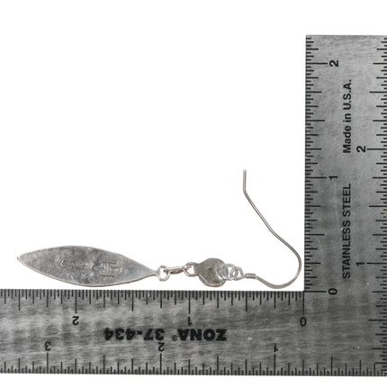 Vintage HBT Zuni Sterling and Jet fishscale inlay earrings - Estate Fresh Austin