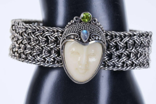Vintage Heavy Sterling Carved face Bracelet and ring - Estate Fresh Austin