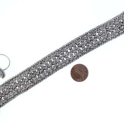 Vintage Heavy Sterling Carved face Bracelet and ring - Estate Fresh Austin