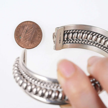 Vintage Heavy Sterling Tahe Navajo Cuff bracelet - Estate Fresh Austin