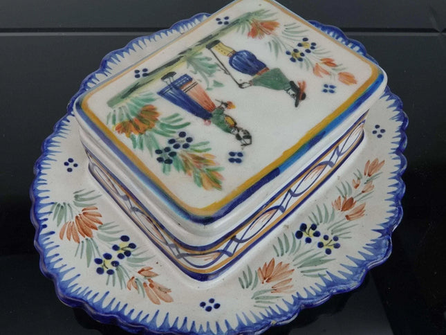 Vintage Henriot Quimper Sardine Box with lid - Estate Fresh Austin
