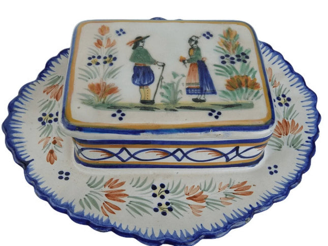 Vintage Henriot Quimper Sardine Box with lid - Estate Fresh Austin