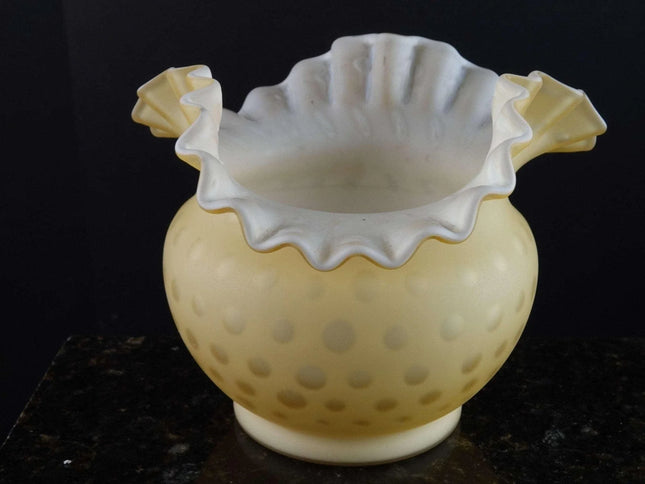 Vintage Honey Amber Optic Mother of Pear Satin glass vase - Estate Fresh Austin