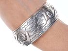 Vintage Hopi Silver Overlay cuff bracelet with stamped border - Estate Fresh Austin