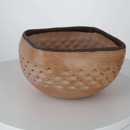 Vintage Hopi Snake-Sand Marked Pottery Piece with Pinecone Design Native America - Estate Fresh Austin