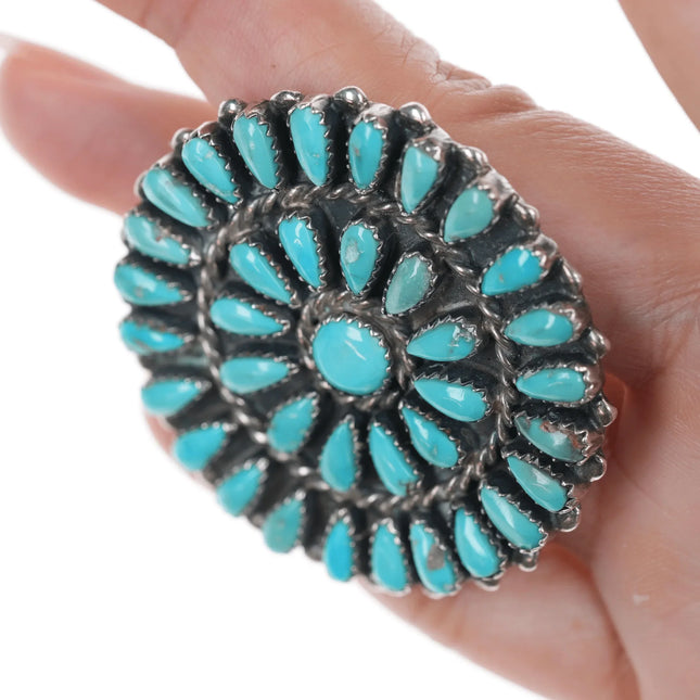 Vintage HY Native American natural turquoise cluster pin silver - Estate Fresh Austin
